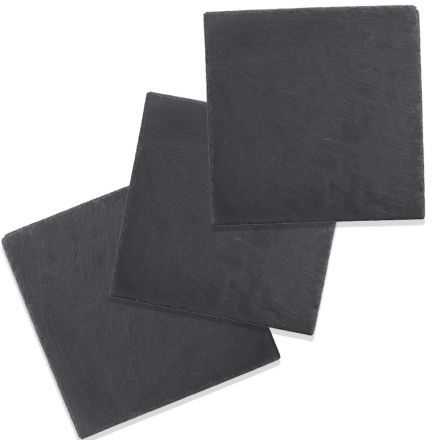 Set of 3 square plates in natural slate cm 14
